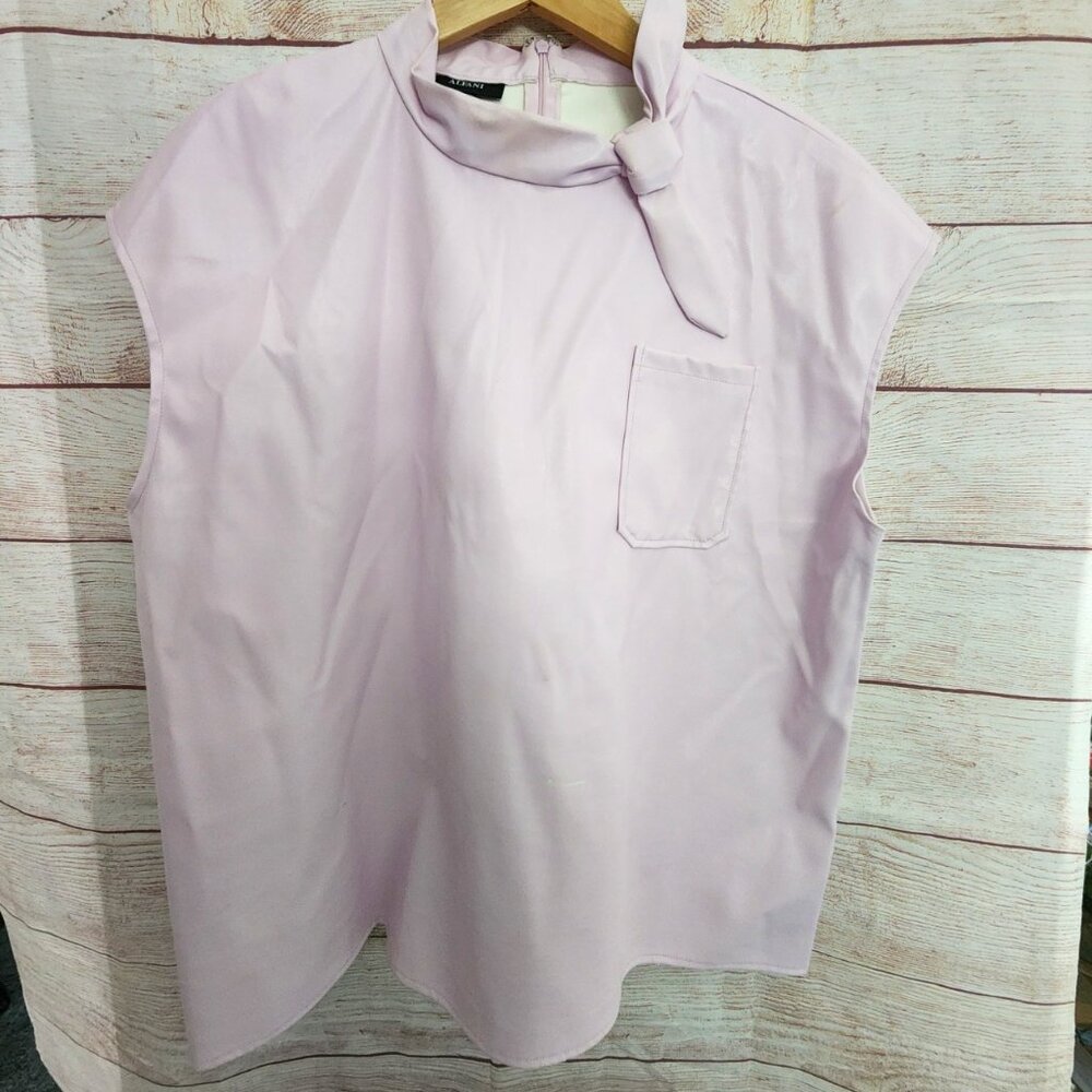 Alfani Leather Look Bow Neck Top